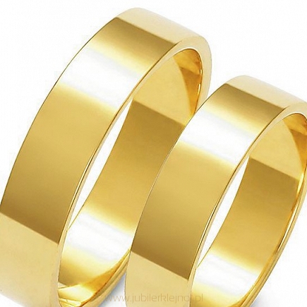 Obrączki złote próby 585. Szerokość 5,0mm, przekrój płaski