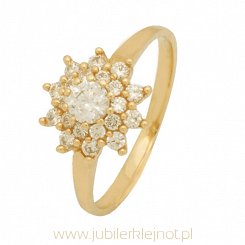 Pierścionek złoty próby 585 z cyrkoniami