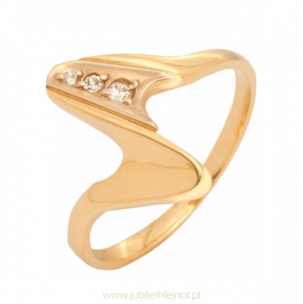 Pierścionek złoty próby 585 z cyrkoniami 