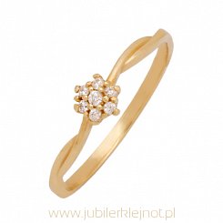Pierścionek złoty próby 585 z cyrkoniami 