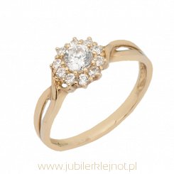 Pierścionek złoty z cyrkoniami próba 585