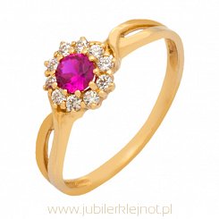 Pierścionek złoty z cyrkoniami próba 585