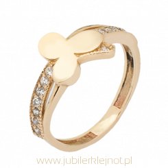 Pierścionek złoty z cyrkoniami próba 585