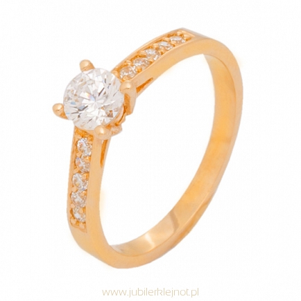 Pierścionek złoty próby 585 z cyrkoniami 