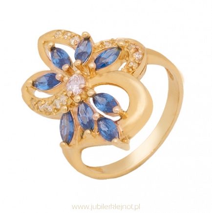 Pierścionek złoty próby 585 z cyrkoniami 