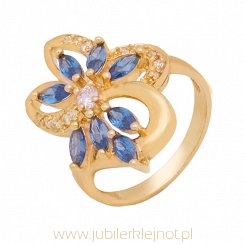 Pierścionek złoty próby 585 z cyrkoniami 