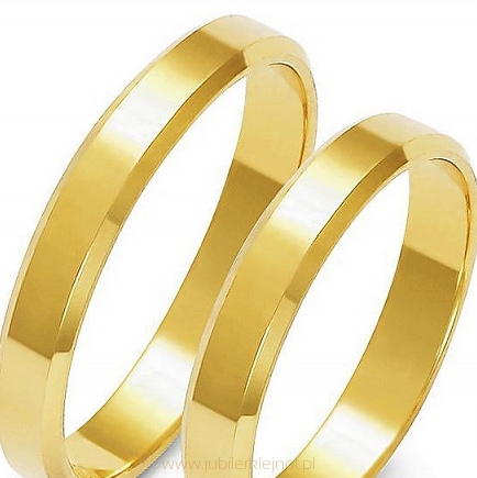 Obrączki złote próby 585. Szerokość 3,5mm, fazowane