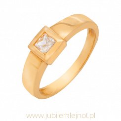 Pierścionek złoty próby 585 z cyrkoniami 