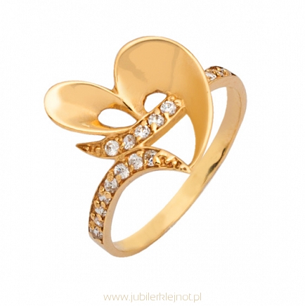 Pierścionek złoty z cyrkoniami 