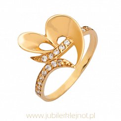 Pierścionek złoty z cyrkoniami "serce" próba 585