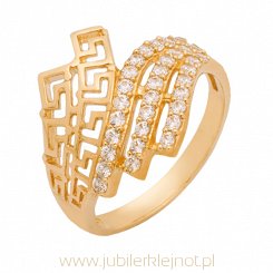 Pierścionek złoty próby 585 z cyrkoniami 
