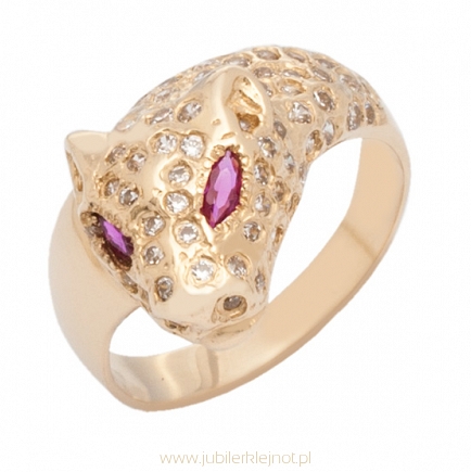 Pierścionek złoty z cyrkoniami próba 585