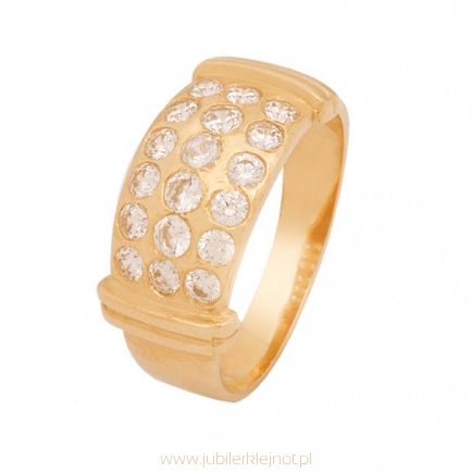 Pierścionek złoty próby 585 z cyrkoniami 