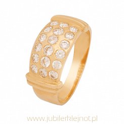 Pierścionek złoty próby 585 z cyrkoniami 