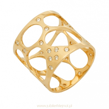 Pierścionek złoty z cyrkoniami próba 585
