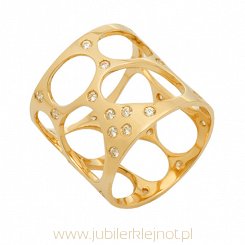 Pierścionek złoty z cyrkoniami próba 585