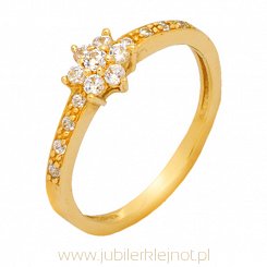 Pierścionek złoty próby 585 z cyrkonią