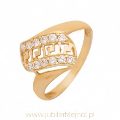 Pierścionek złoty próby 585 z cyrkoniami 