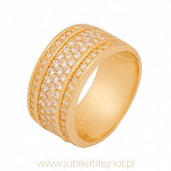 Pierścionek złoty próby 585 z cyrkoniami 