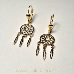 Kolczyki wiszące próba 585 Łapacz snów