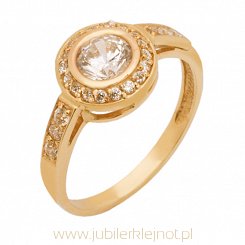 Pierścionek złoty próby 585 z cyrkoniami 