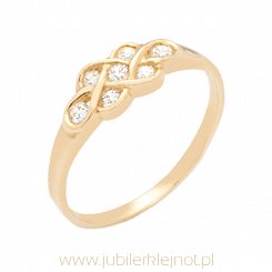 Pierścionek złoty z cyrkoniami próba 585
