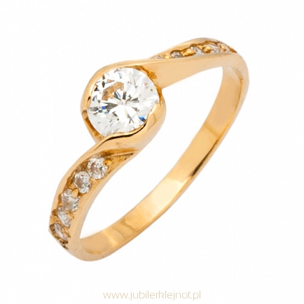 Pierścionek złoty próby 585 z cyrkoniami 