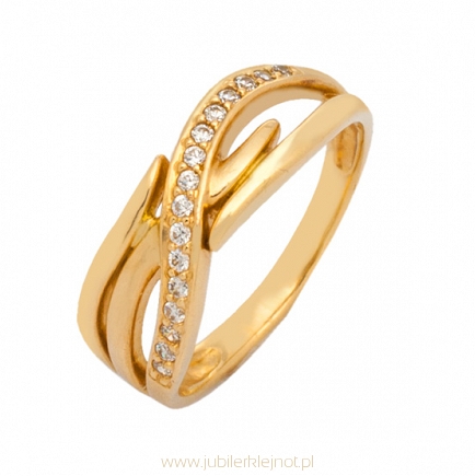 Pierścionek złoty z cyrkoniami próba 585