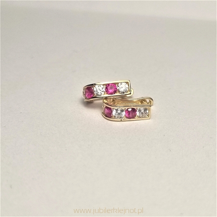 Kolczyki próba złota 585 z cyrkoniami angielskie zapięcie