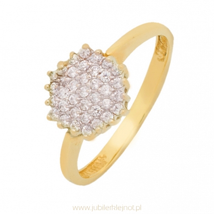 Pierścionek złoty próby 585 z cyrkoniami 