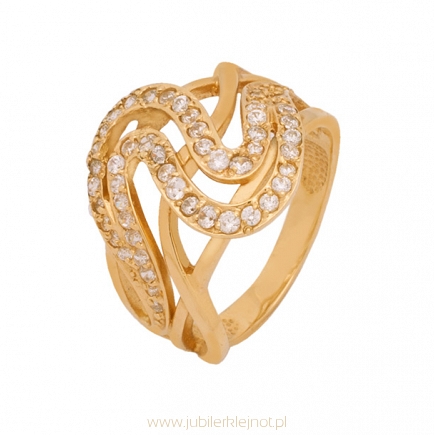 Pierścionek złoty próby 585 z cyrkoniami 