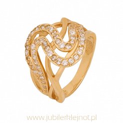 Pierścionek złoty próby 585 z cyrkoniami 