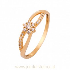 Pierścionek złoty próby 585 z cyrkoniami 