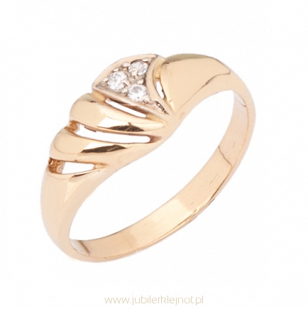 Pierścionek złoty z cyrkoniami próba 585