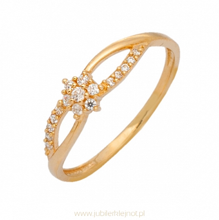 Pierścionek złoty próby 585 z cyrkoniami 