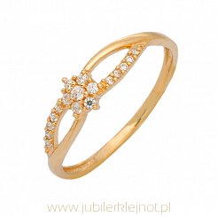 Pierścionek złoty próby 585 z cyrkoniami 