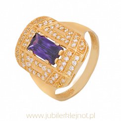 Pierścionek złoty próby 585 z cyrkoniami 