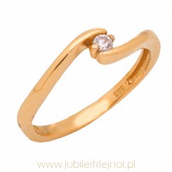 Pierścionek złoty próby 585 z cyrkoniami 