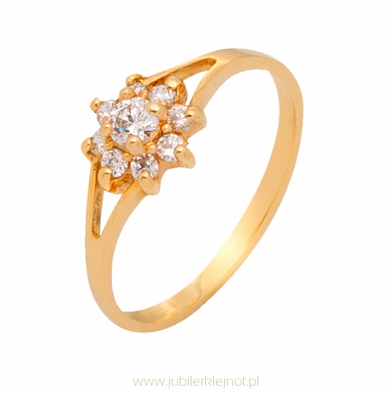 Pierścionek złoty próby 585 z cyrkoniami 