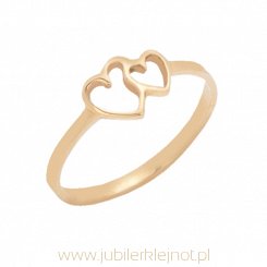 Pierścionek złoty "dwa serca" próba 585