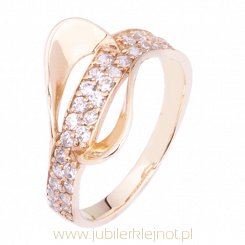 Pierścionek złoty z cyrkoniami próba 585