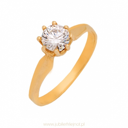 Pierścionek złoty próby 585 z cyrkonią