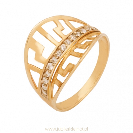 Pierścionek złoty próby 585 z cyrkoniami 
