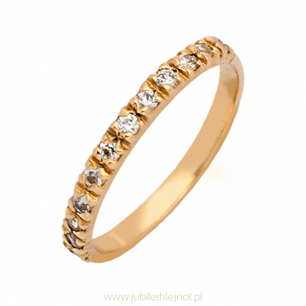 Pierścionek złoty próby 585 z cyrkoniami 