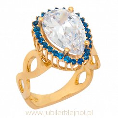 Pierścionek złoty z cyrkoniami próba 585