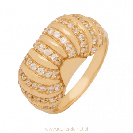 Pierścionek złoty próby 585 z cyrkoniami 