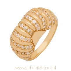 Pierścionek złoty próby 585 z cyrkoniami 