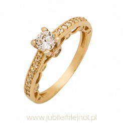 Pierścionek złoty próby 585 z cyrkoniami 