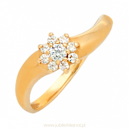 Pierścionek złoty próby 585 z cyrkoniami 