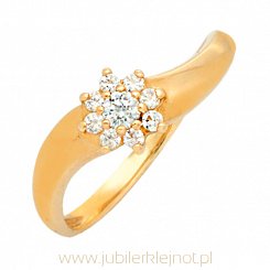 Pierścionek złoty próby 585 z cyrkoniami 